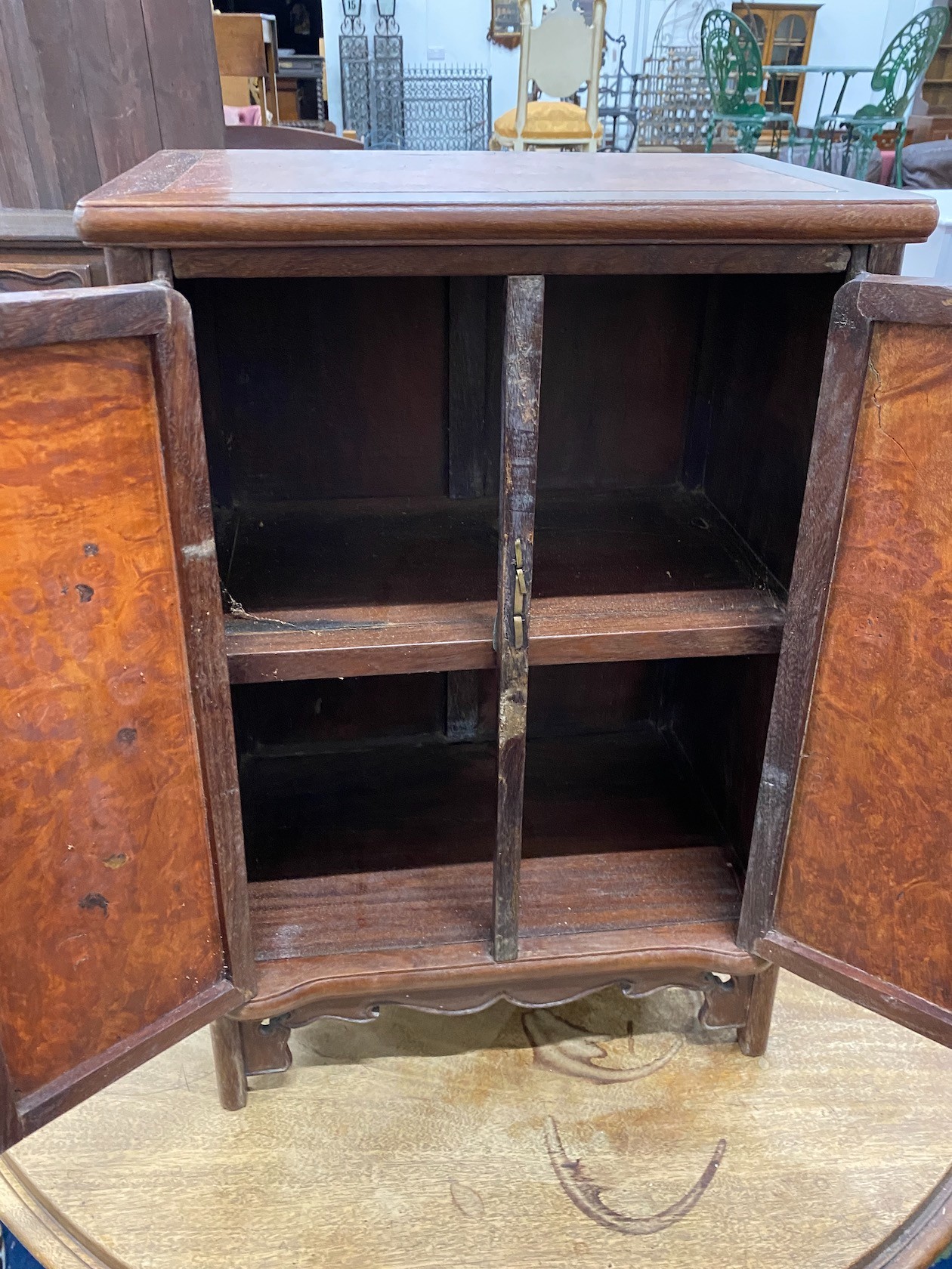 A Chinese hardwood table cabinet, width 43cm height 65cm